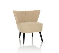 hjh LIVING Fauteuil rembourré Confortable MANISO Tissu Teddy Beige, Fauteuil Lounge Cocktail rembourré avec Pieds en Bois Noir