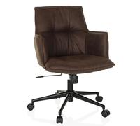 hjh LIVING Homeoffice Chaise rembourrée SOLAO Life Chaise de Bureau Chaise pivotante réglable en Hauteur, revêtement Tissu Brun foncé