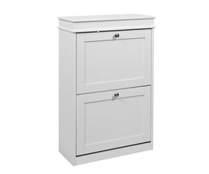 hjh LIVING Meuble à chaussures étroit, 2 rabats, jusqu'à 8 paires de chaussures, blanc