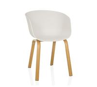 hjh LIVING Oslo W Chaise coque design scandinave ergonomique en plastique avec pieds en acier aspect bois Chaise pour salon, salle à manger et bureau