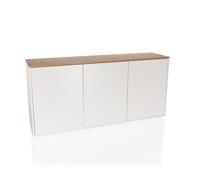 hjh LIVING Sideboard avec 3 Portes KELO S Commode 160x40x76 cm, Push-to-Open, Design sans poignées, Beaucoup d'espace de Rangement, Blanc/chêne
