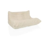 hjh LIVING SITZOLO 2 Pouf de sol, 2 places, avec dossier, confortable, pour chambre à coucher et salon, tissu côtelé, beige