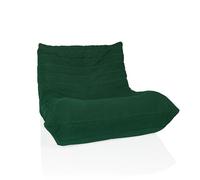 hjh LIVING Sitzolo Pouf de Sol, avec Dossier, Confortable, pour Chambre à Coucher, Salon, Tissu côtelé, Vert foncé