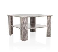 hjh LIVING Table Basse Aspect marbre 70x70 cm BISMO, avec Espace de Rangement, Table d'appoint carrée, Gris
