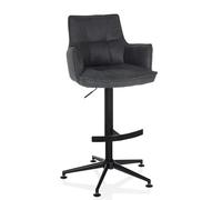 hjh LIVING Tabouret de Bar réglable en Hauteur, Tabouret avec Dossier SOLAO Life High Tissu, Tabouret de comptoir pivotant avec Repose-Pieds et accoudoirs, Anthracite