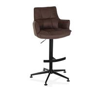 hjh LIVING Tabouret de Bar réglable en Hauteur, Tabouret avec Dossier SOLAO Life High Tissu, Tabouret de Bar pivotant avec Repose-Pieds et accoudoirs, Marron
