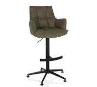 hjh LIVING Tabouret de Bar réglable en Hauteur, Tabouret avec Dossier SOLAO Life High Tissu, Tabouret de comptoir pivotant avec Repose-Pieds et accoudoirs, Vert