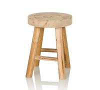 hjh LIVING Tabouret en bois massif RUSTIKO W Tabouret en bois solide au look Skandi Tabouret à fleurs en bois de Paulownia