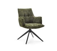 hjh LIVING Tavaro Chaise de salle à manger pivotante à 180°, rembourrage confortable, structure en acier stable, patins réglables en hauteur, vert