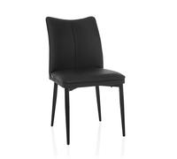 hjh LIVING Viseto Chaise visiteur moderne avec revêtement en cuir synthétique, dossier ergonomique et structure en métal solide Noir