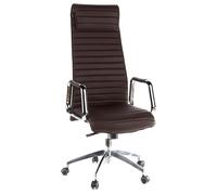 hjh OFFICE 600904 Fauteuil de Direction ASPERA 20 Cuir Nappa Marron/Chrome Chaise de Bureau avec Haut Dossier