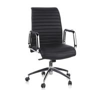 hjh OFFICE 600910 Fauteuil de Direction ASPERA 10 Cuir Noir/Chrome Fauteuil de Bureau Haut de Gamme, Dossier moyennement Haut