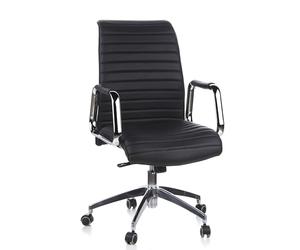 hjh OFFICE 600910 Fauteuil de Direction ASPERA 10 Cuir Noir/Chrome Fauteuil de Bureau Haut de Gamme, Dossier moyennement Haut