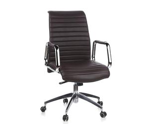 hjh OFFICE 600914 Fauteuil de Direction ASPERA 10 Cuir Marron/Chrome Fauteuil de Bureau Haut de Gamme, Dossier moyennement Haut