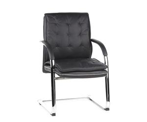 hjh OFFICE 600921 Chaise à piétement Luge Villa V Cuir Noir Chaise Visiteur avec accoudoirs Chaise de conférence, rembourrée
