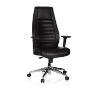 hjh OFFICE 600985 Fauteuil de Bureau VITORO PU Chaise de Bureau pivotant avec Dossier Haut, Accoudoirs Réglables, Simili-Cuir Noir