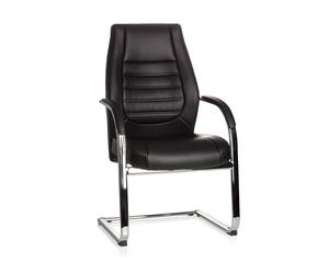 hjh OFFICE 600986 Chaises de Bureau Cantilever VITORO V Fauteuil Oscillant de Bureau en Simili-Cuir, Chaise de Salle à Manger Rembourrée, Noir