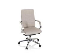 hjh OFFICE 601007 Chaise de Bureau Professionnelle BESSONA en Tissu Beige avec accoudoirs, Profondeur d'assise réglable, Ergonomique, 115 x 60 x 60 cm