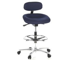 hjh OFFICE 608310 Chaise Haute de Travail Work MF Tissu Bleu Appuie-Fesses Siège pivotant avec Dossier & roulettes, Hauteur réglable