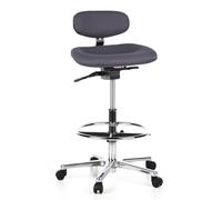 hjh OFFICE 608320 Chaise Haute de Travail Work MF Tissu Gris Anthracite Appuie-Fesses Siège pivotant avec Dossier & roulettes, Hauteur réglable