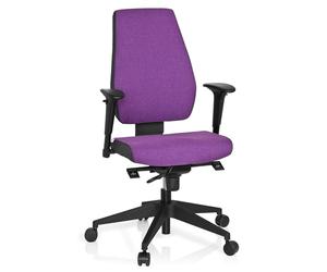 hjh OFFICE 608817 chaise de bureau, chaise bureau à roulettes PRO-TEC 500 gris foncé/mauve, tissu anti-abrasif, siège pivotant avec accoudoirs, usage intensif, dossier ergonomique, réglage profondeur de l'assise