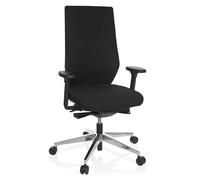 hjh OFFICE 608841 Chaise de Bureau Professionnelle Pro-TEC 700 Tissu Noir Chaise pivotante Ergonomique, Profondeur d'assise & accoudoirs réglables