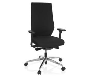 hjh OFFICE 608841 Chaise de Bureau Professionnelle Pro-TEC 700 Tissu Noir Chaise pivotante Ergonomique, Profondeur d'assise & accoudoirs réglables