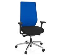 hjh OFFICE 608842 Chaise de Bureau Professionnelle Pro-TEC 700 Tissu Noir/Bleu Chaise pivotante Ergonomique, Profondeur d'assise & accoudoirs réglables
