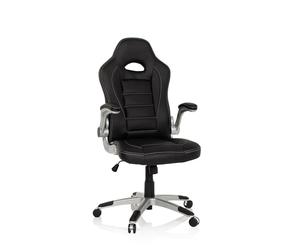 hjh OFFICE 621891 Fauteuil de Direction Game Sport Cuir synthétique Noir Chaise de Gaming Chaise de Bureau, accoudoirs repliables