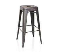 hjh OFFICE 645035 Tabouret de Bar VANTAGGIO High Métal Noir/Or, Tabouret Industriel Haut, empilable