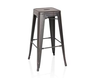 hjh OFFICE 645035 Tabouret de Bar VANTAGGIO High Métal Noir/Or, Tabouret Industriel Haut, empilable