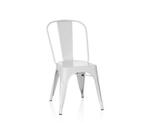 hjh OFFICE 645037 Chaise bistrot VANTAGGIO Brush Métal Blanc Mat, Style Industriel, empilable