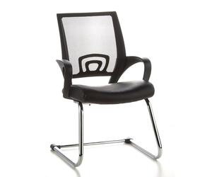 hjh OFFICE 650400 Chaise à piètement Luge Visto Net V Similicuir Noir Chaise Visiteur à Dossier résille