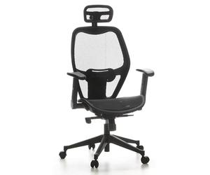 hjh OFFICE 653000 Chaise de Bureau AIR-Port Maille Noir Siège pivotante avec Soutien Lombaire, accoudoirs repliables