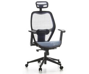 hjh OFFICE 653060 Chaise de Bureau AIR-Port Maille Bleu Siège pivotante avec Soutien Lombaire, accoudoirs repliables