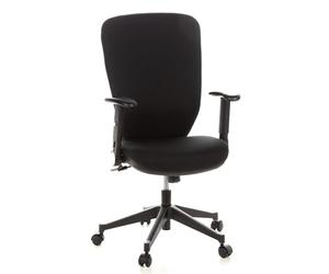 hjh OFFICE 653630 Chaise de Bureau, siège pivotant Traffic 30 en Noir avec accoudoirs escamotables, Dossier Ergonomique Haut, Assise galbé, revêtement en Tissu très résistant, Anti-abrasif