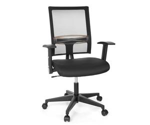 hjh OFFICE 653730 Chaise de Bureau R8 Tissu Maille Noir, Dossier Ergonomique avec accoudoirs repliables, Soutien Lombaire réglable, Maille Respirante, Ajustement de la Hauteur, Chaise pivotante