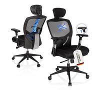 hjh OFFICE 657100 Chaise de Bureau Venus Base Tissu/Maille Noir Fauteuil pivotant Ergonomique, Dossier réglable