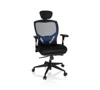 hjh OFFICE 657110 Chaise de Bureau Venus Base Tissu/Maille Bleu/Noir Fauteuil pivotant Ergonomique, Dossier réglable