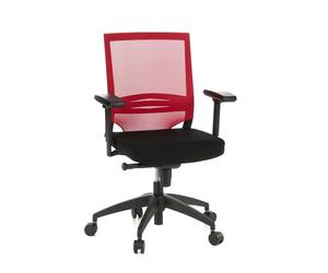 hjh OFFICE 657230 Porto Base Siège de Bureau Type Fauteuil de Direction - Assise en Tissu/Dossier en Maille - Noir/Rouge