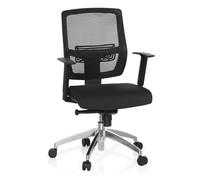hjh OFFICE 657284 Chaise de Bureau Net 90 Noir, siège pivotant avec accoudoirs, Ergonomique