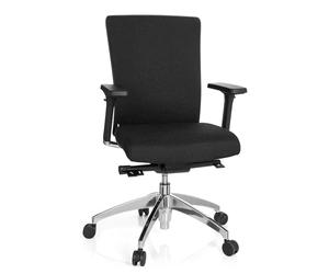 hjh OFFICE 657411 Chaise de Bureau Astra Base Tissu Noir Chaise pivotante Ergonomique avec Soutien Lombaire, accoudoirs réglables