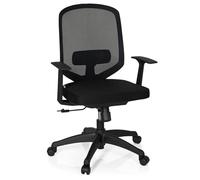 hjh OFFICE 657610 Chaise de Bureau, siège pivotant Delight Pro Noir pour Un Usage Professionnel, avec accoudoirs, Dossier Moyen en Tissu Maille Respirant avec Soutien Lombaire réglable en Hauteur