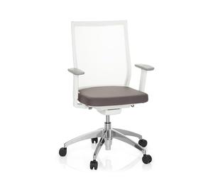 hjh OFFICE 657630 Chaise de Bureau Professionnelle Aspen Tissu/Filet Blanc/Gris Chaise pivotante Ergonomique Dos en Maille Auto-guérison réglable en Hauteur, Blanc/Gris, 106 x 63 x 55 cm
