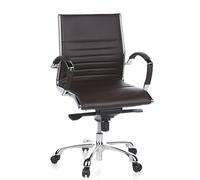 Siège de bureau / Fauteuil de direction PARMA 10, cuir marron, chromé