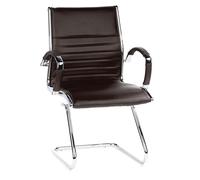 hjh OFFICE 660525 Chaise de conférence Parma V Cuir Brun/Chrome Chaise à piétement Luge avec accoudoirs