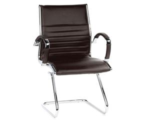 hjh OFFICE 660525 Chaise de conférence Parma V Cuir Brun/Chrome Chaise à piétement Luge avec accoudoirs