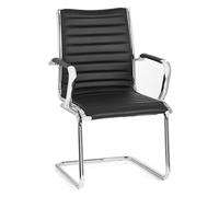 hjh OFFICE 660942 Chaise Visiteur à piétement Luge VEMONA V en Similicuir Noir Chaise de conférence avec accoudoirs