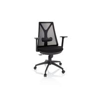 hjh OFFICE 661006 Chaise de Bureau FALUN Basic Tissu/Filet Chaise de Bureau pivotante avec Dossier en Filet & Soutien Lombaire, Noir