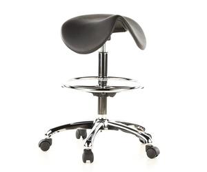 hjh OFFICE 665070 Siège Technique/Tabouret Technique Pivotant Top Work 13 Mousse Rigide Noir Chromé